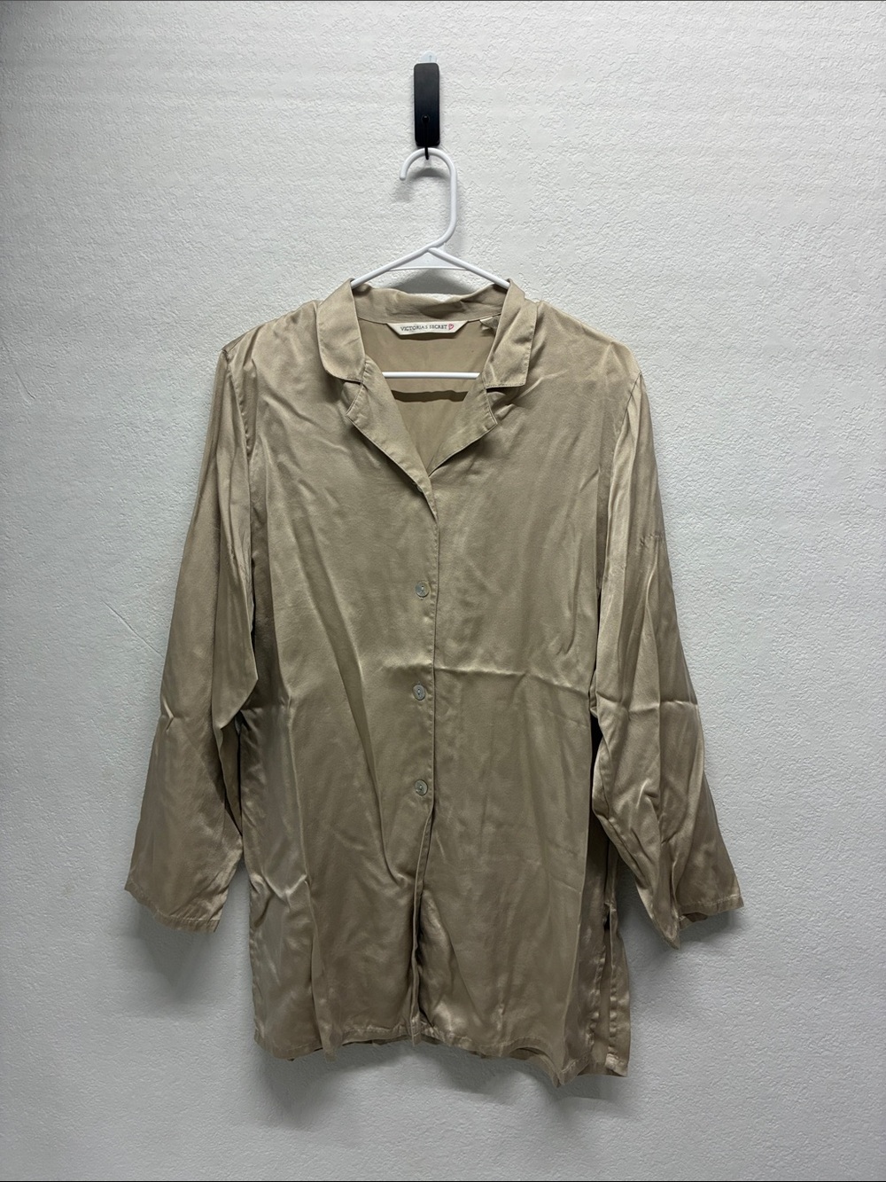 Victoria's Secret Cream Silk Button Down Pajama Top